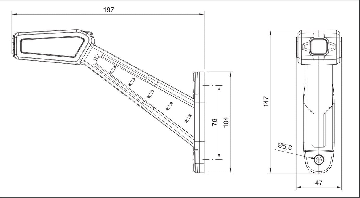 LED-Positionsleuchte mit geradem Gummiarm, eckig