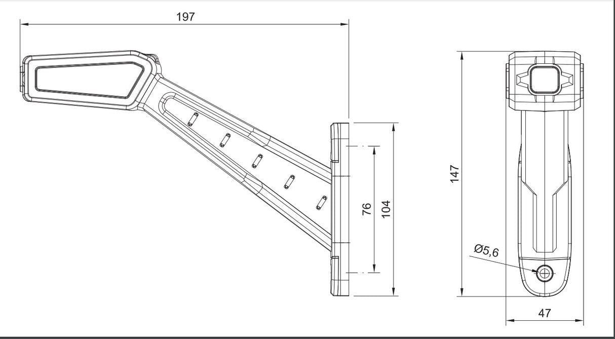 LED-Positionsleuchte mit geradem Gummiarm, eckig