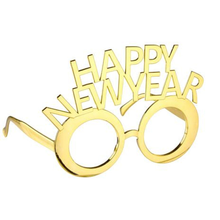 Goldene Silvester-Partybrille mit "Happy New Year"-Schriftzug
