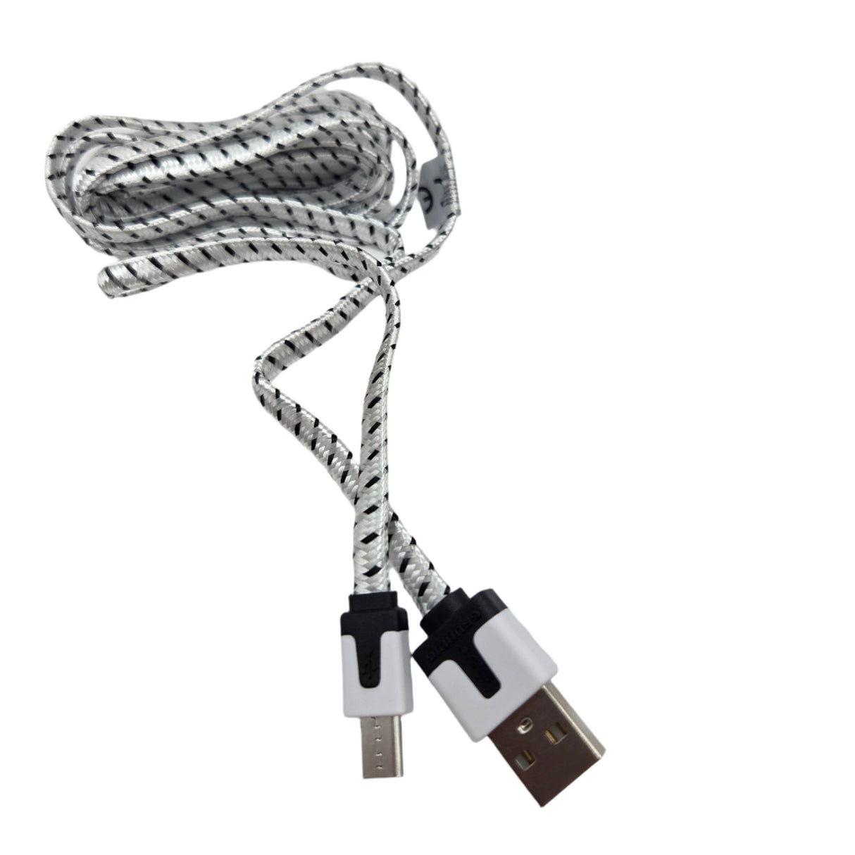 Cabo Micro USB-B 2m Preto e Branco para Dados e Carregamento