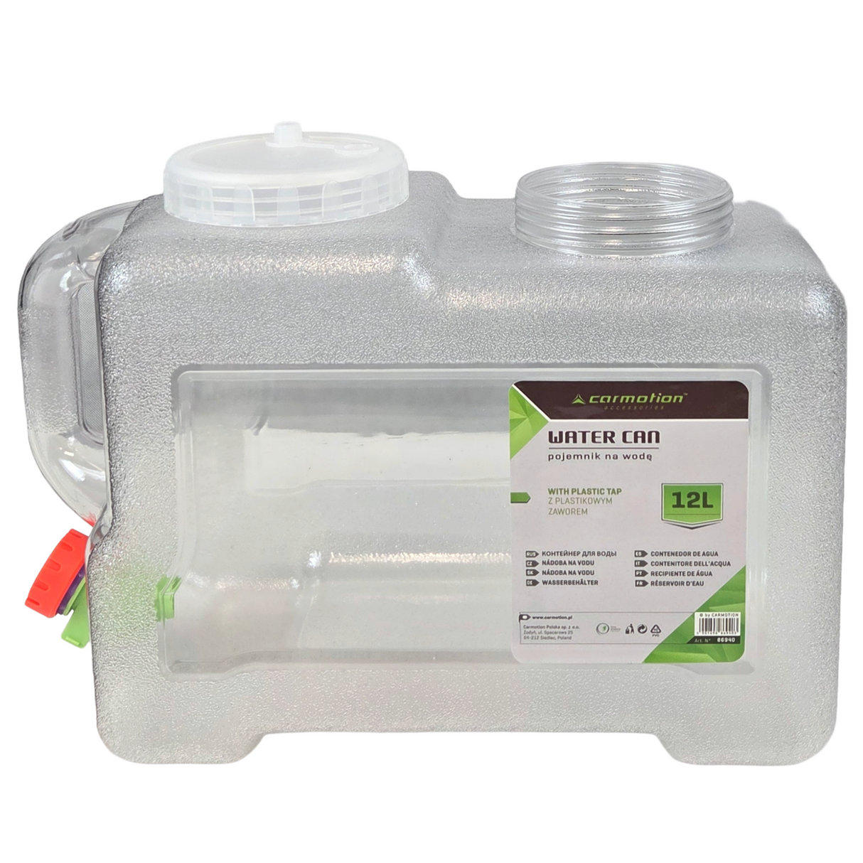 Bidón de plástico transparente con grifo – 12L