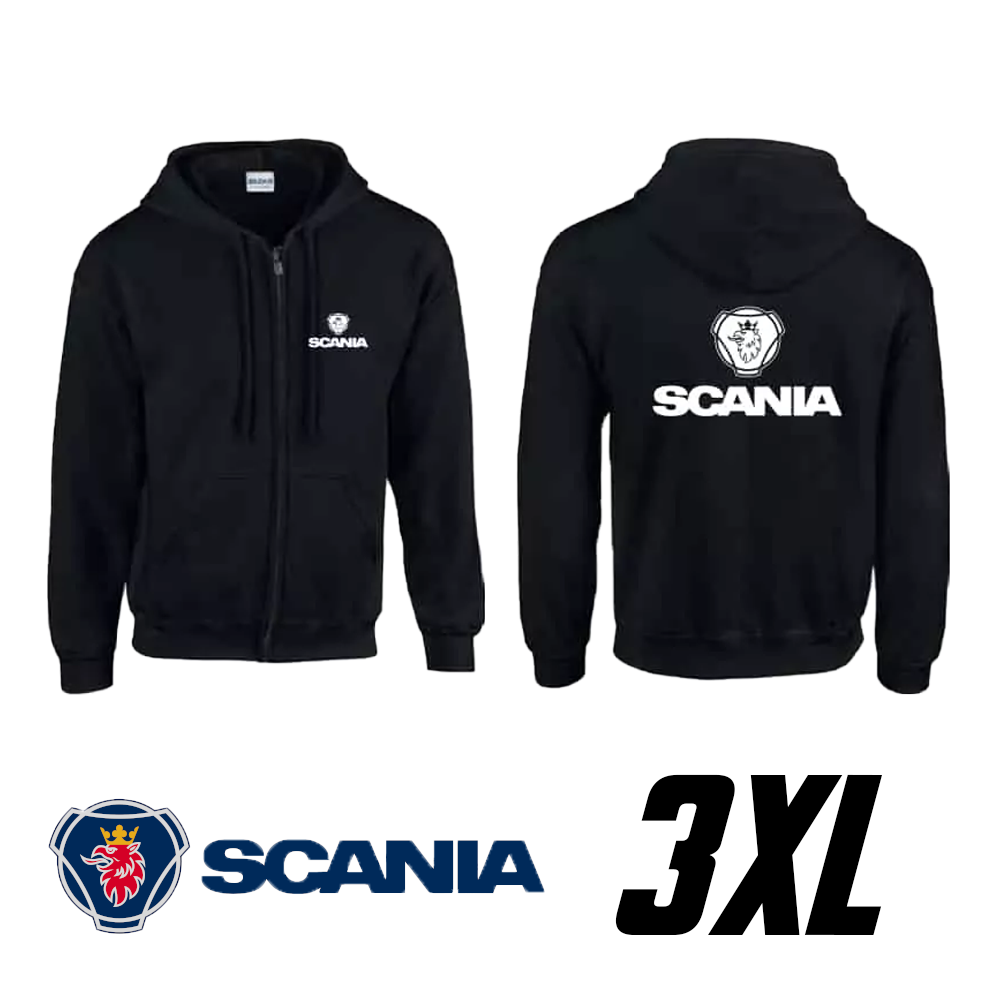 Felpa nera con cappuccio e logo Scania