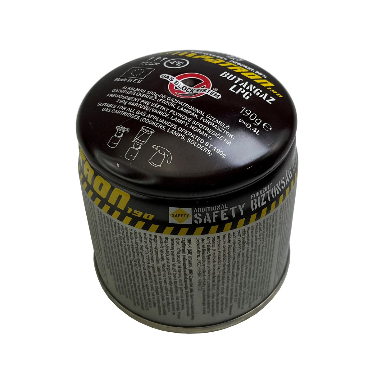 Cartucho de gas 190g con válvula de seguridad