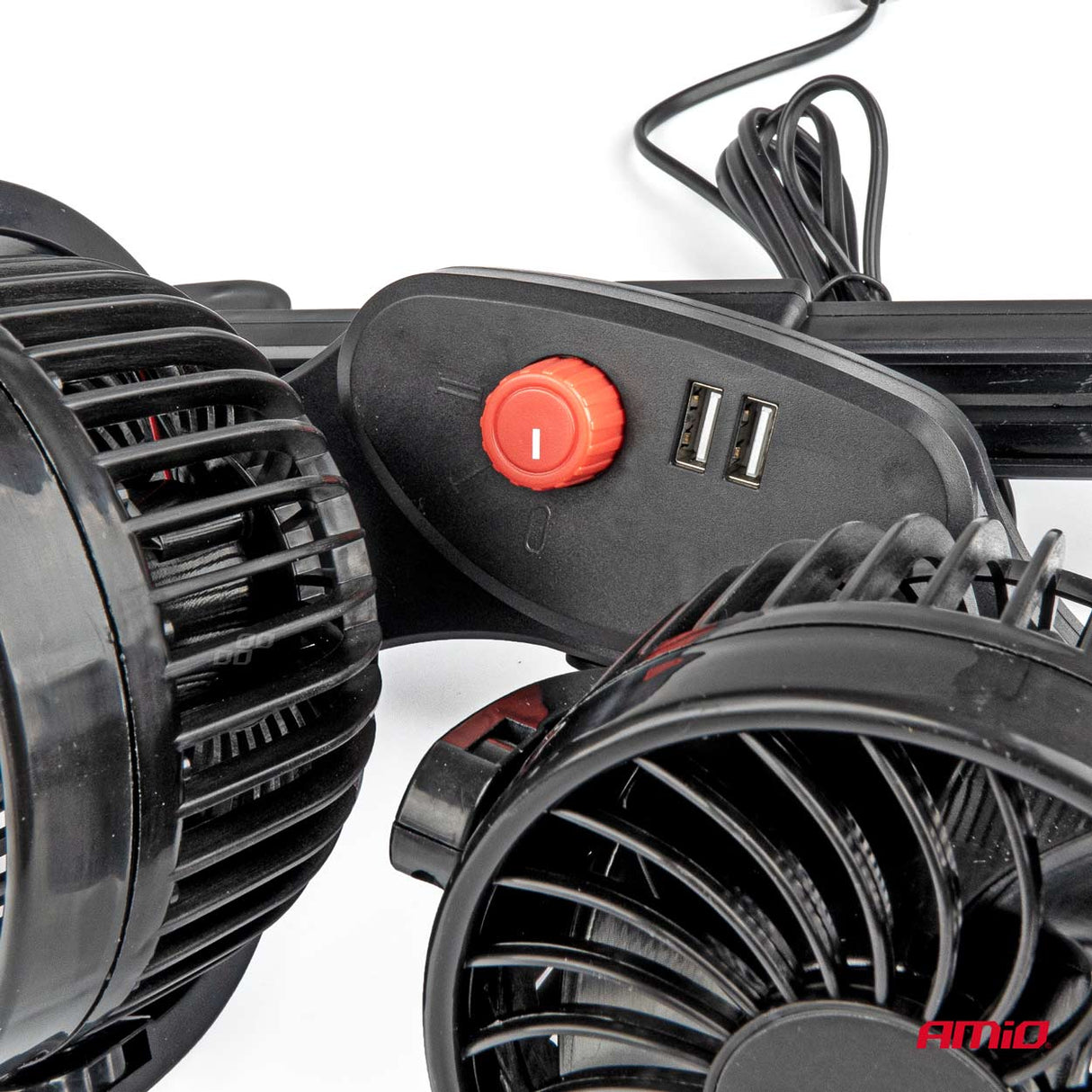 Ventilatore da auto per poggiatesta con doppia ventola e porta USB – 12V