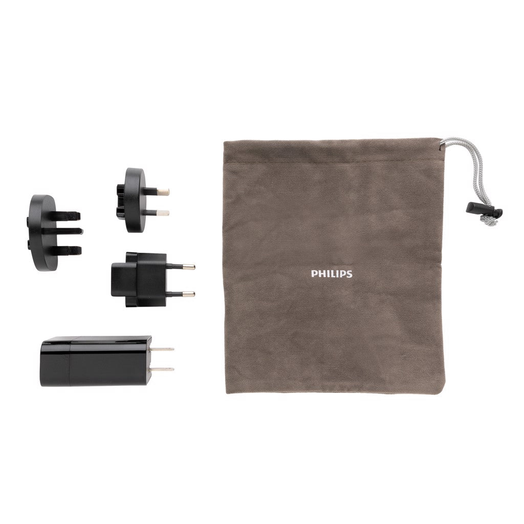 Adaptador de viaje y cargador rápido Philips DLP2621T04 con USB-A y USB-C