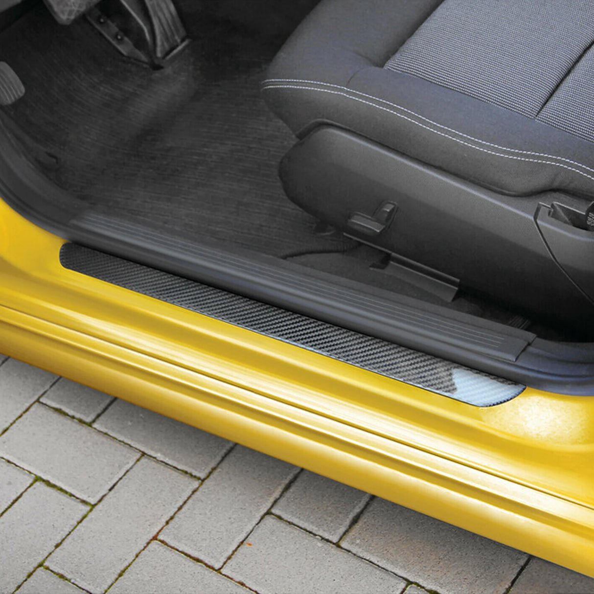 Pellicola Protettiva Sottoporta Auto Adesiva Effetto Carbonio (Coppia)