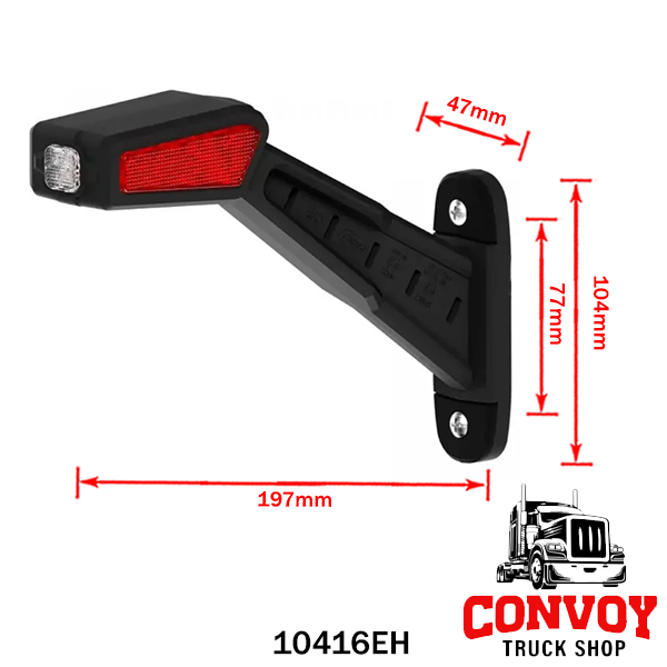 LED-Positionsleuchte mit geradem Gummiarm, eckig