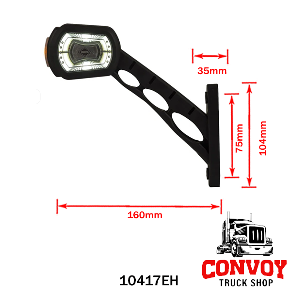 LED-Positionsleuchte mit geradem Gummiarm, eckig