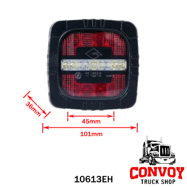 Luz trasera LED para tractor y camión – Función de niebla y marcha atrás – 12/24V