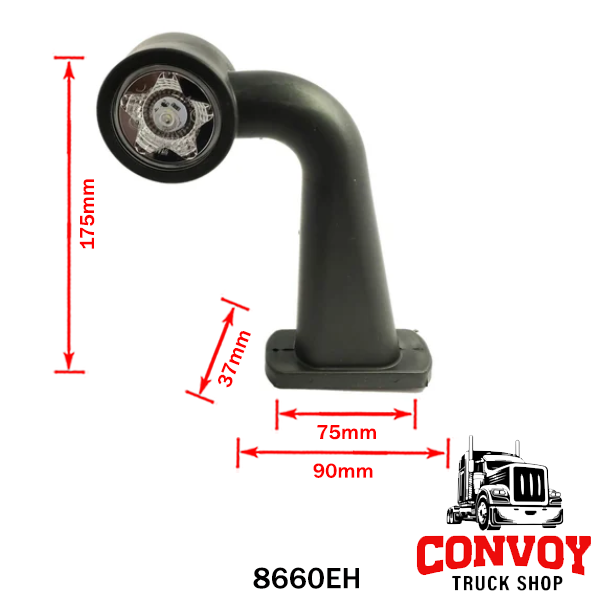 Luz de Posição em Borracha com Braço Angular e LED Estrela para Veículos Pesados