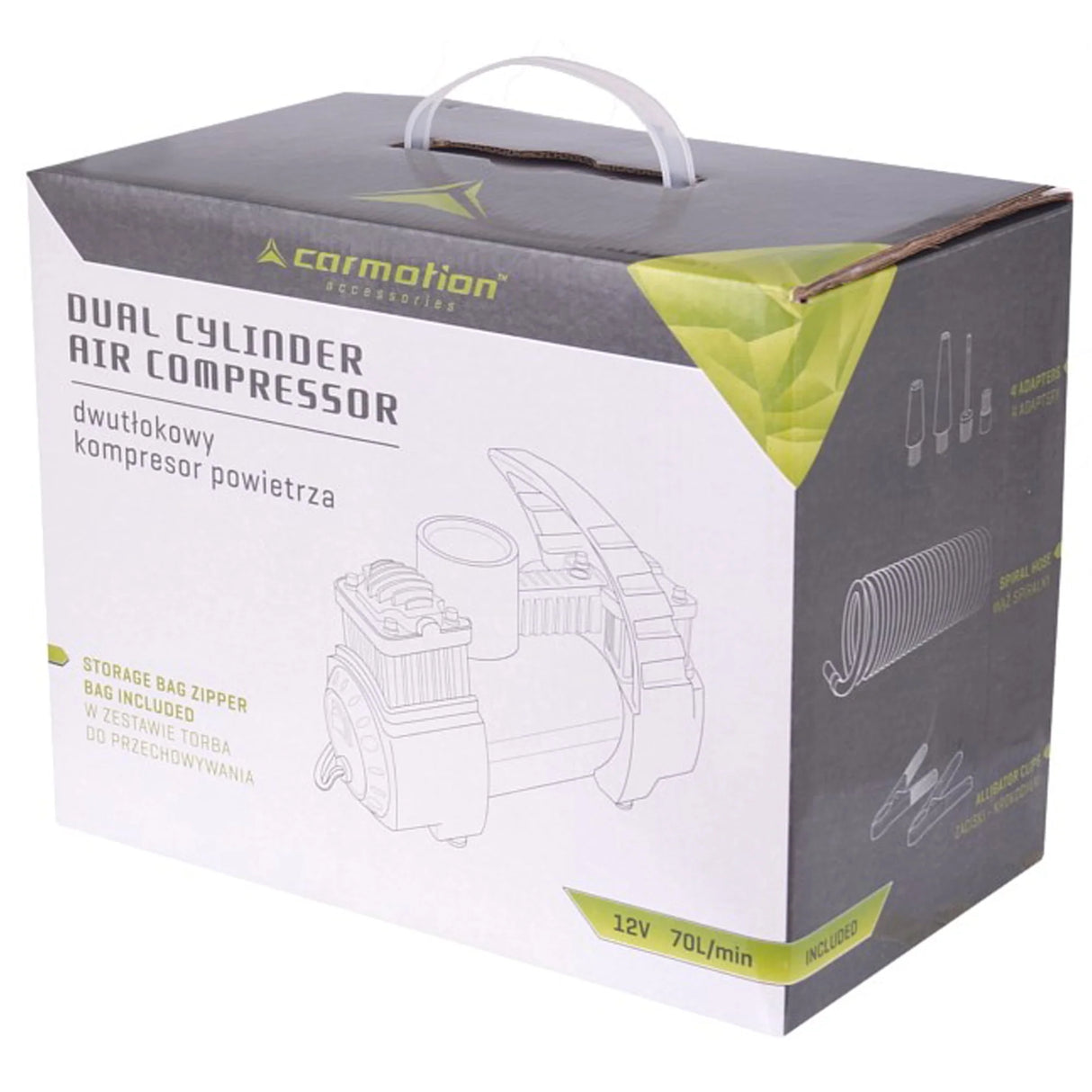 Compresseur d’air double piston 12V – 11 BAR – 70L/min