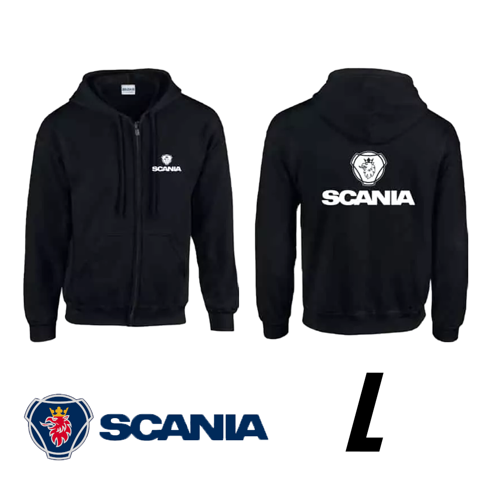 Felpa nera con cappuccio e logo Scania