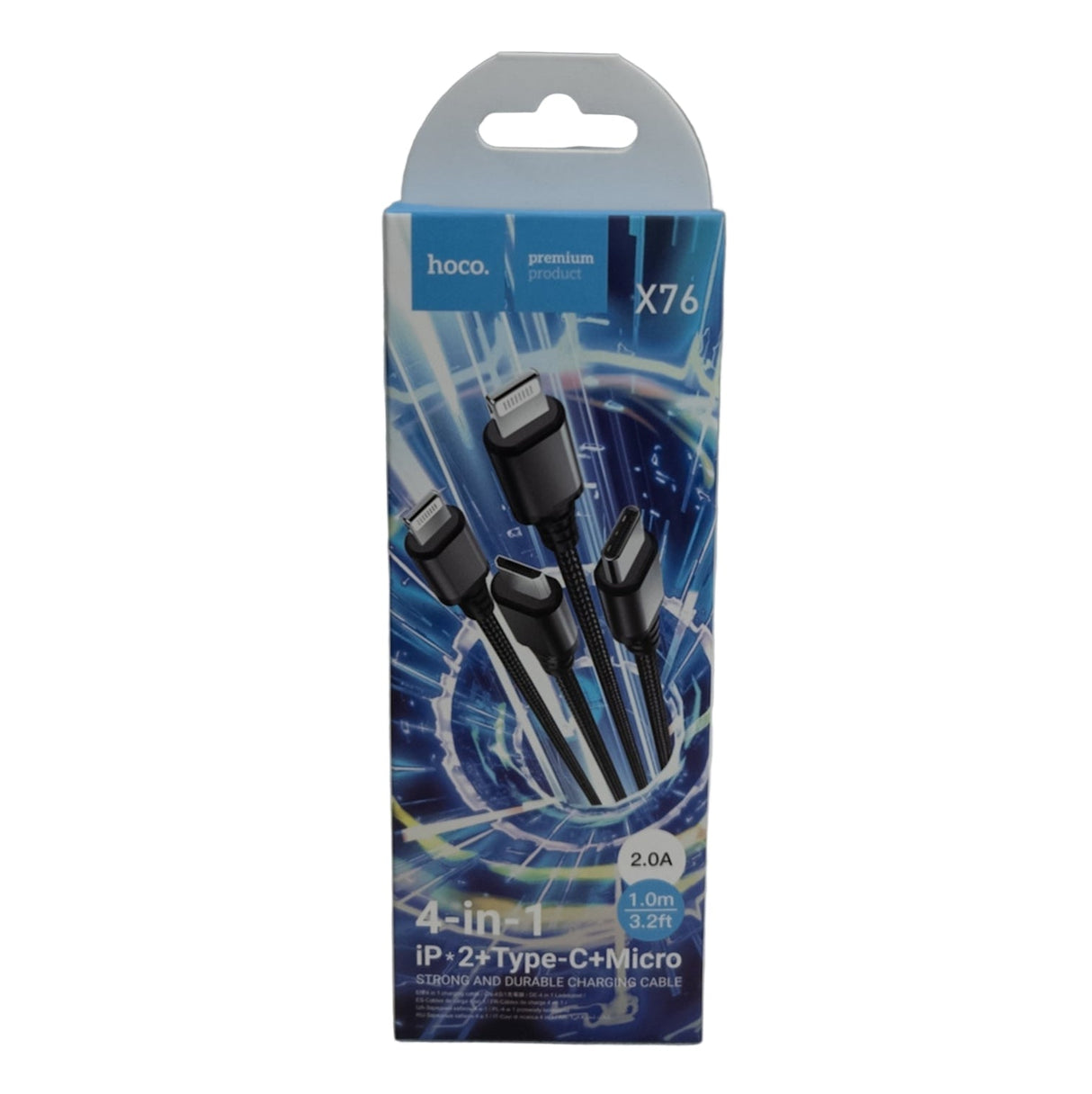 Cabo USB 4 em 1 Hoco X76 – 1m, Preto