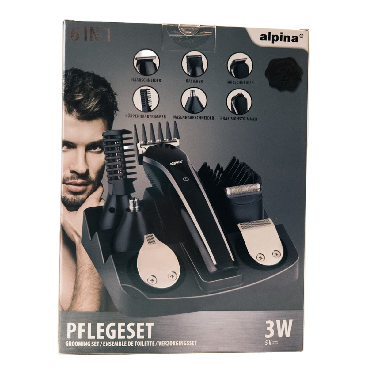 Máquina de Cortar Cabelo e Aparador de Barba Sem Fios 6 em 1 Alpina