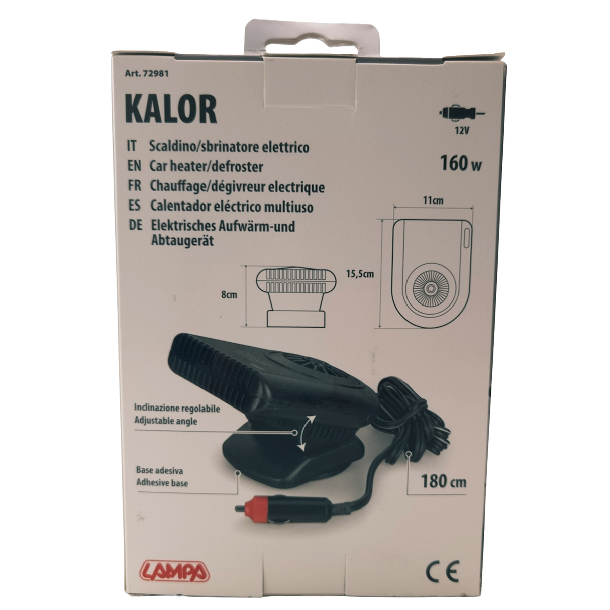 Desempañador de parabrisas para coche 12V 160W con conector de mechero