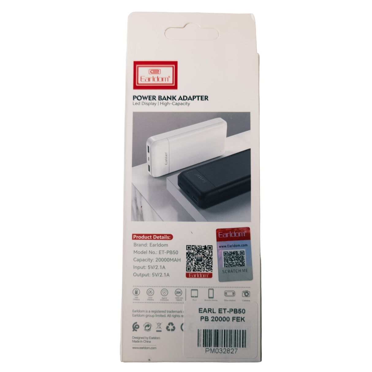 Batterie externe 20 000 mAh noire – Double port USB, affichage LED