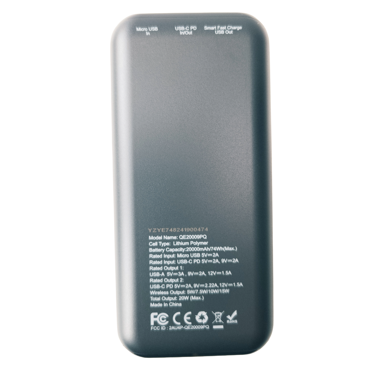 Energizer Powerbank 20.000mAh mit kabelloser Schnellladefunktion