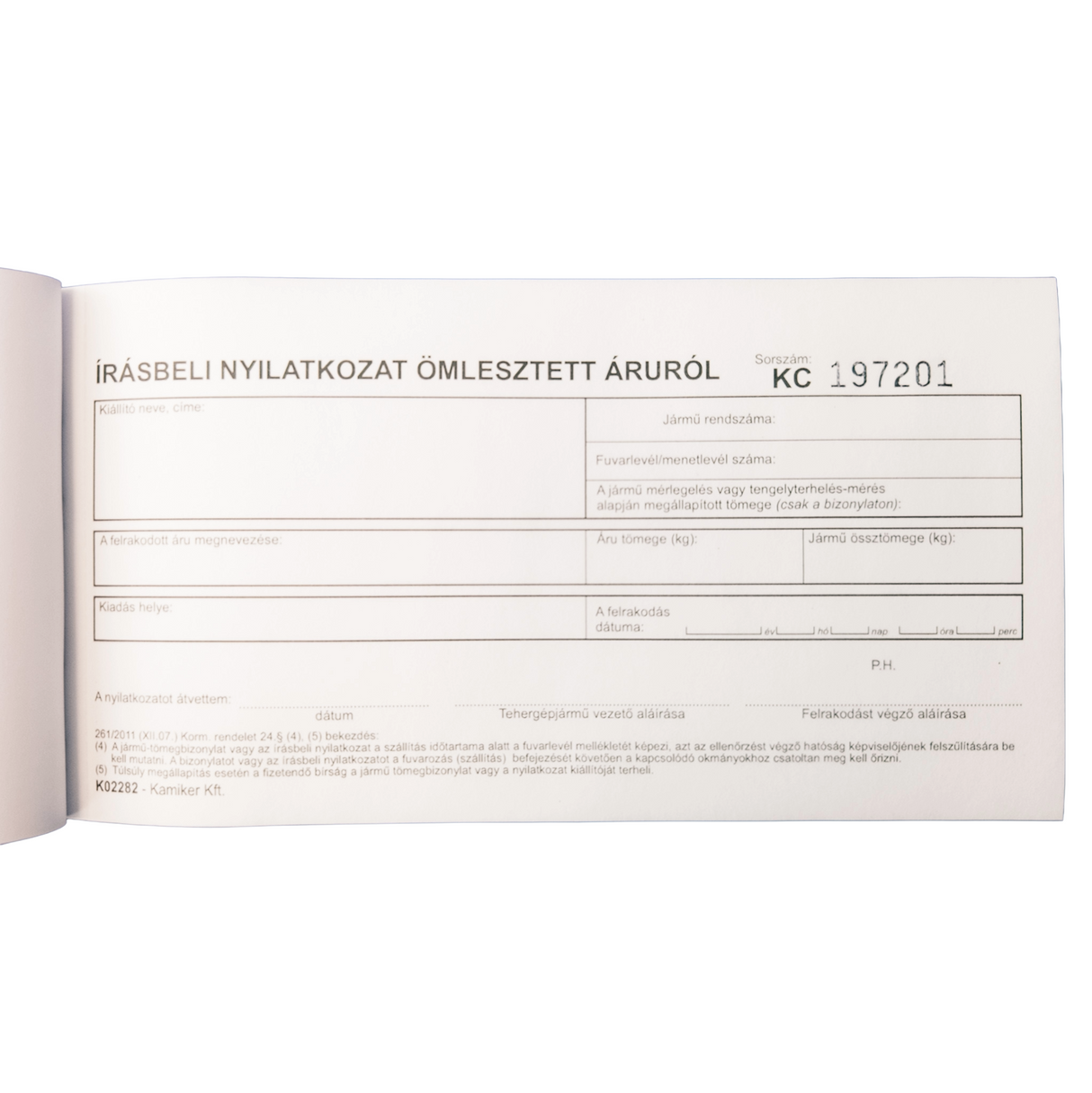 Bulk Goods Transport Declaration Form