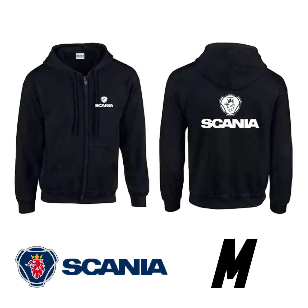 Felpa nera con cappuccio e logo Scania