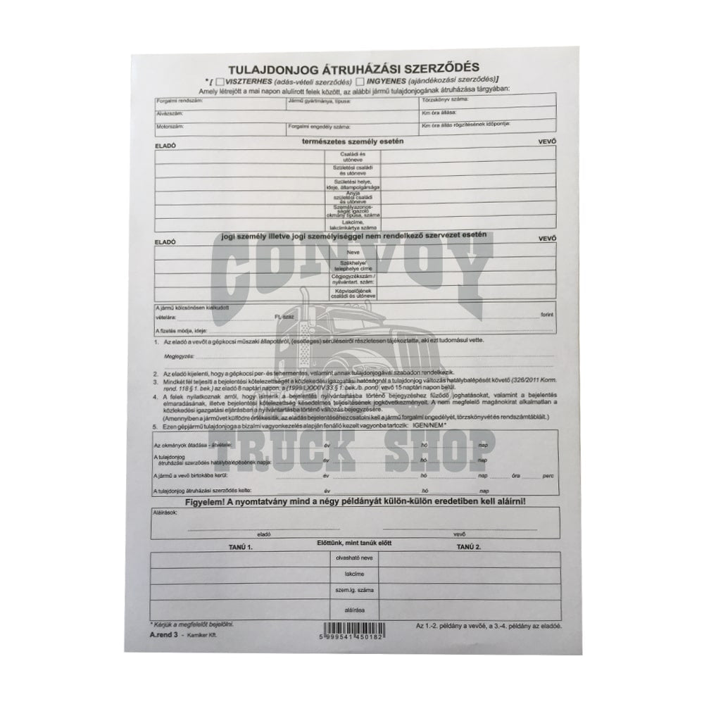 Impresso Contrato de Compra e Venda de Veículo – 4 Vias