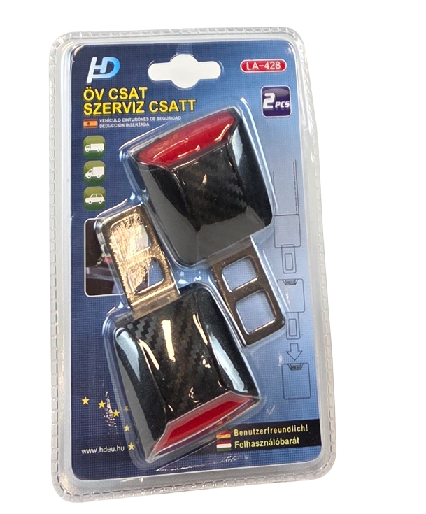 Lot de 2 adaptateurs de boucle de ceinture de sécurité effet carbone