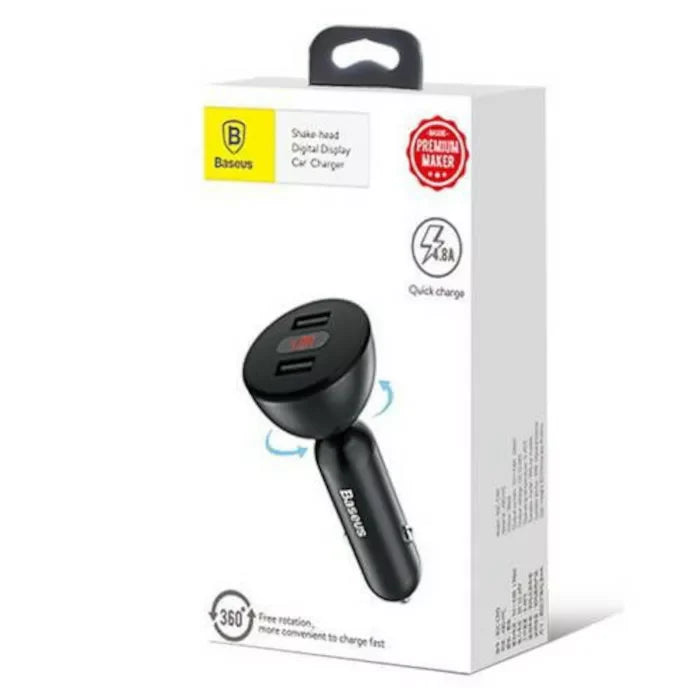 Carregador USB para Isqueiro com Cabeça Giratória 360° Baseus – 4,8A, 2x USB 2.0