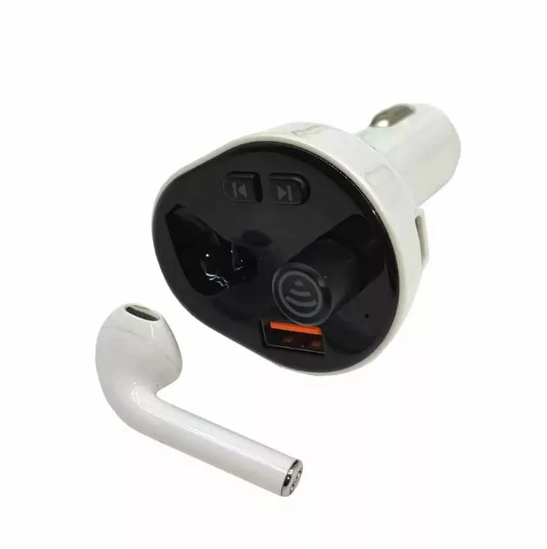 Carregador Veicular com Bluetooth FM Transmissor e Fone de Ouvido