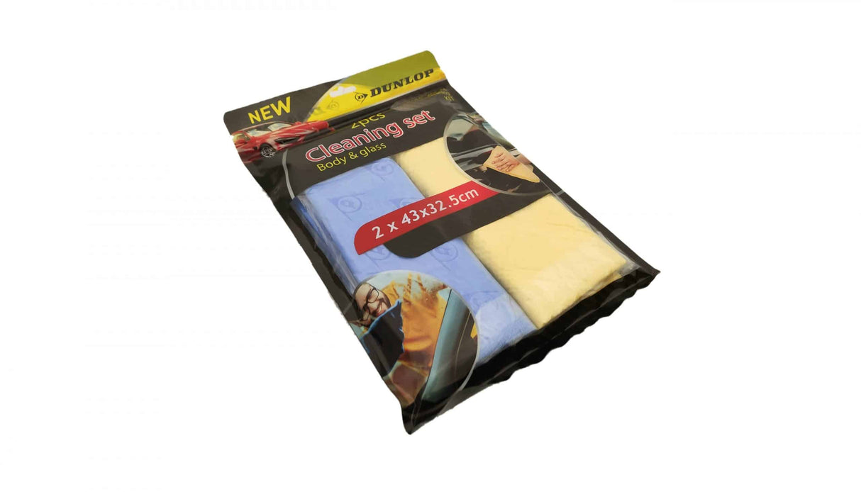 Dunlop Mikrofaser- und Ledertuch-Set für Innen- & Außenreinigung (2-teilig)