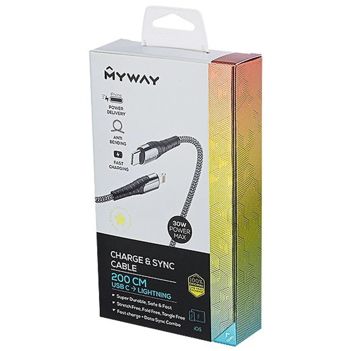 Cabo USB-C para Lightning 2m – Carregamento Rápido até 30W