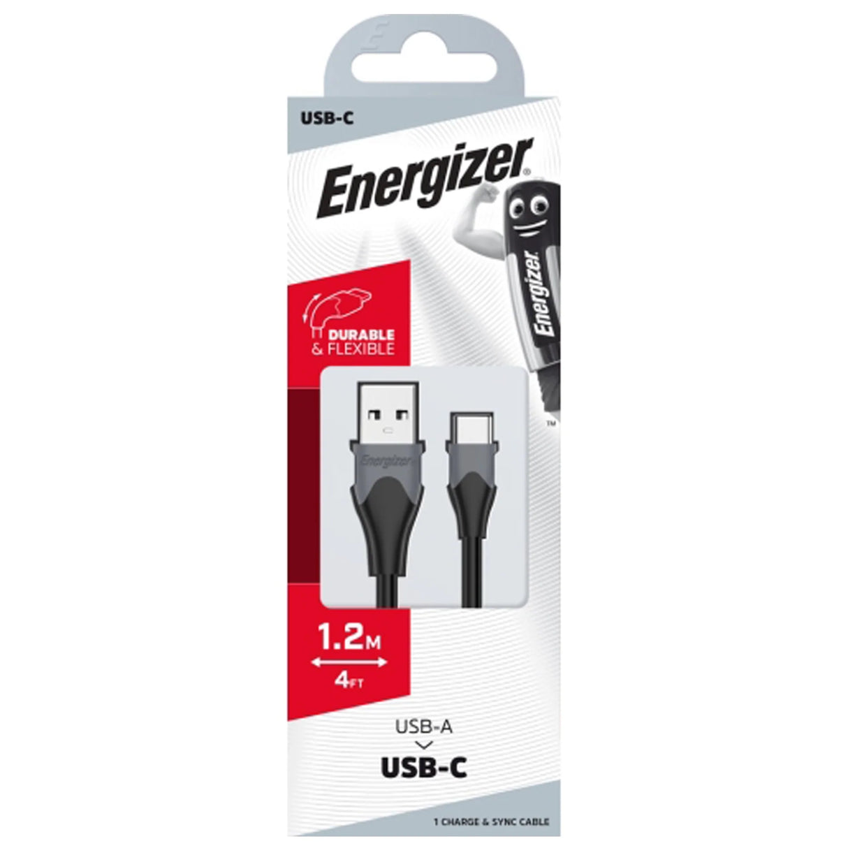 Cabo USB-A para USB-C Energizer 1,2 m – Transferência e Carregamento Rápido