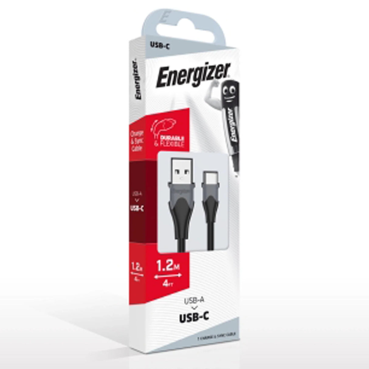 Cabo USB-A para USB-C Energizer 1,2 m – Transferência e Carregamento Rápido