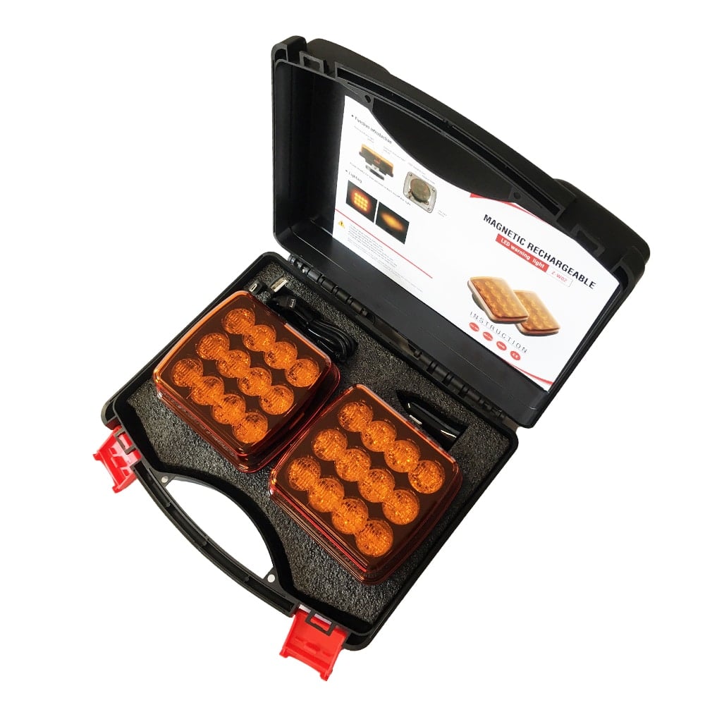 Luz intermitente LED amarilla recargable con base magnética