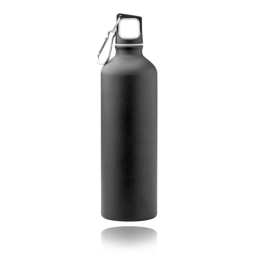 Gourde de sport en aluminium 750 ml – Finition noire mate avec mousqueton