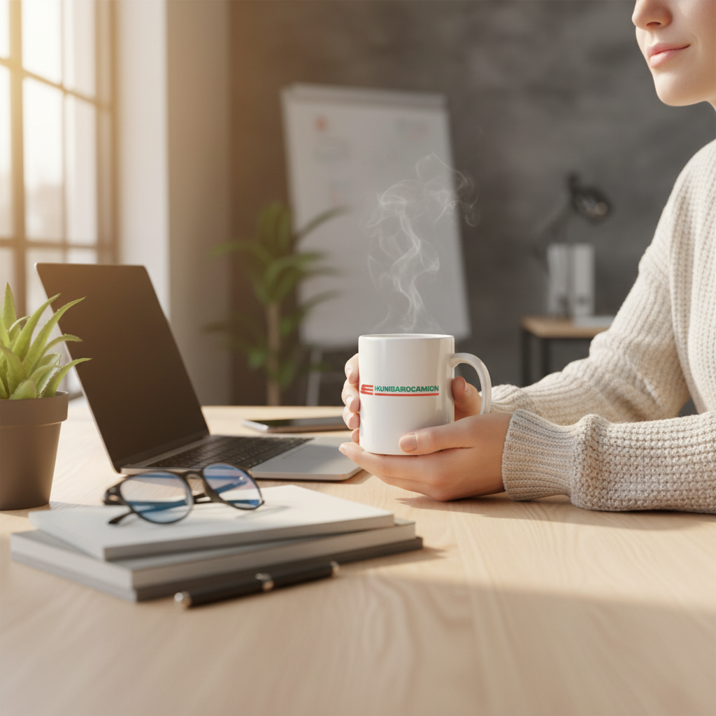 Tazza bianca Hungarocamion con logo - 330 ml