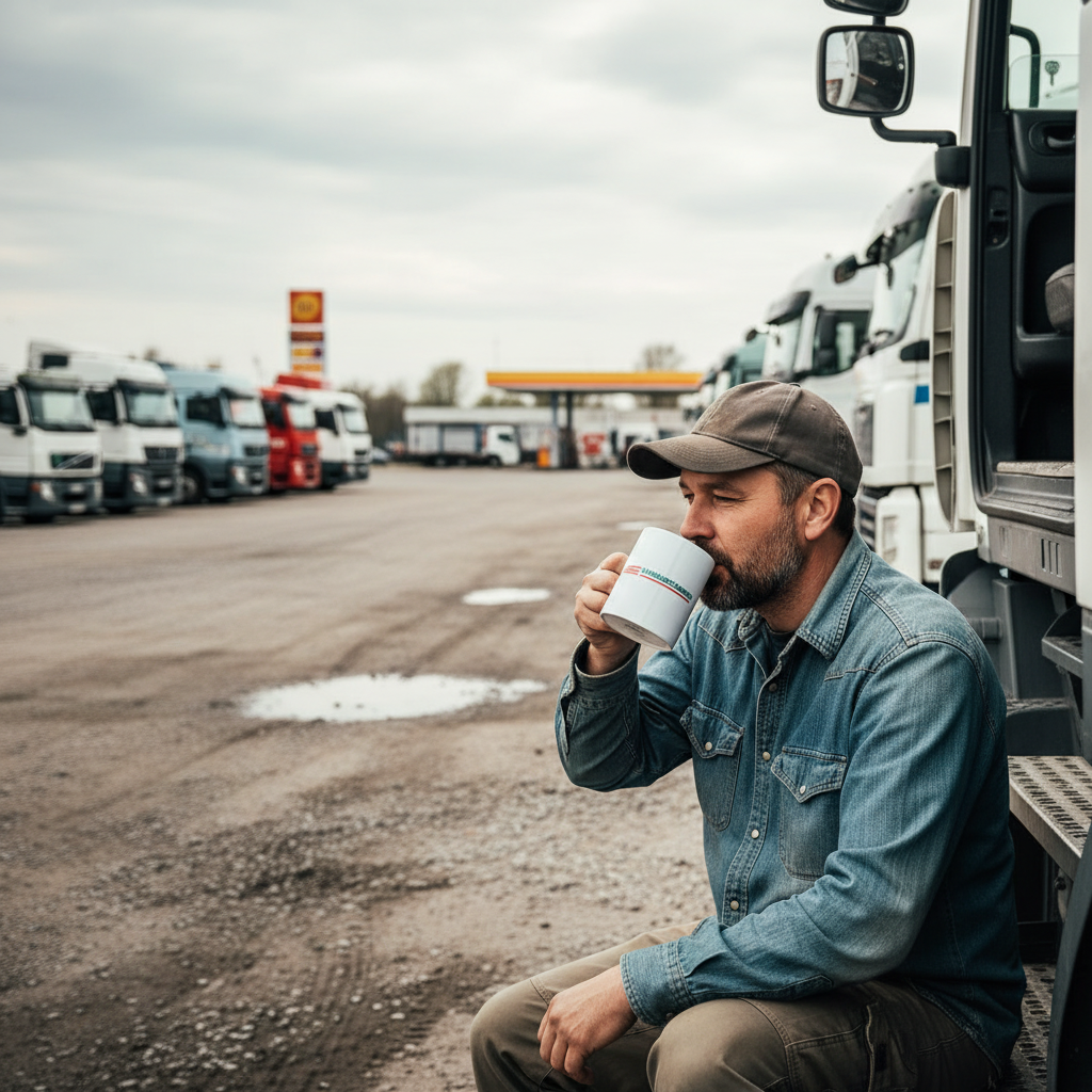 Tazza bianca Hungarocamion con logo - 330 ml