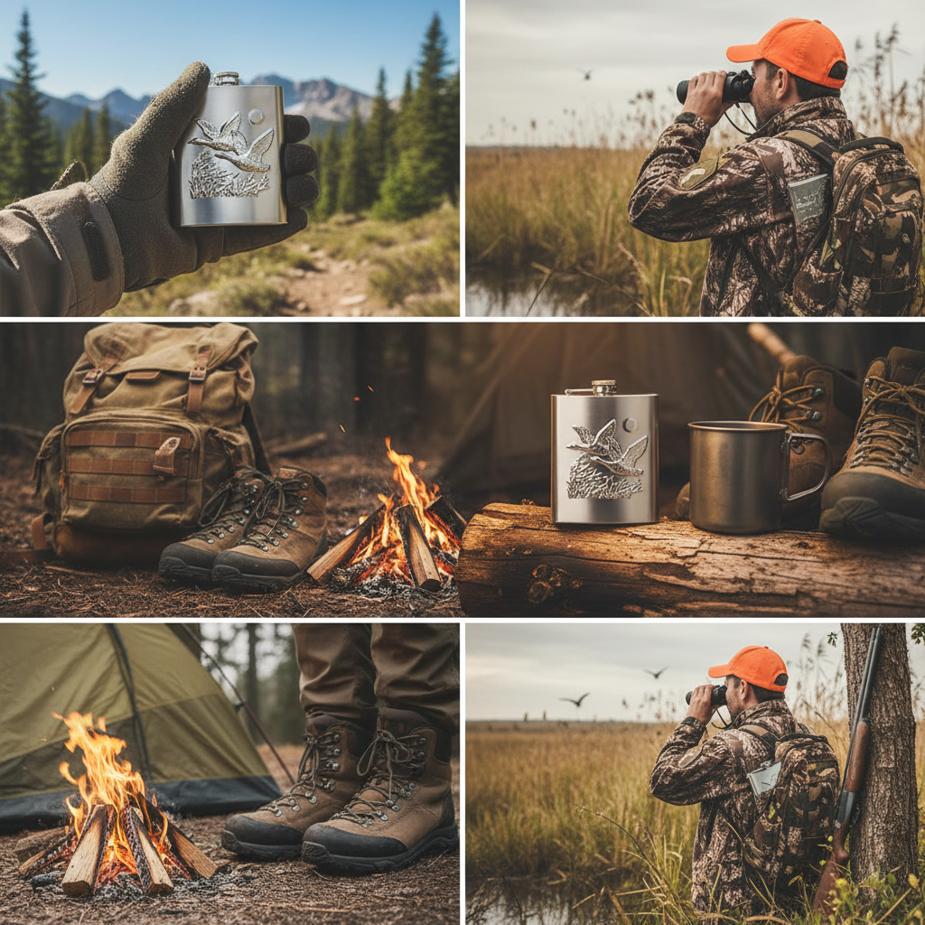 Flachmann aus Edelstahl mit Wildenten-Gravur – 240 ml