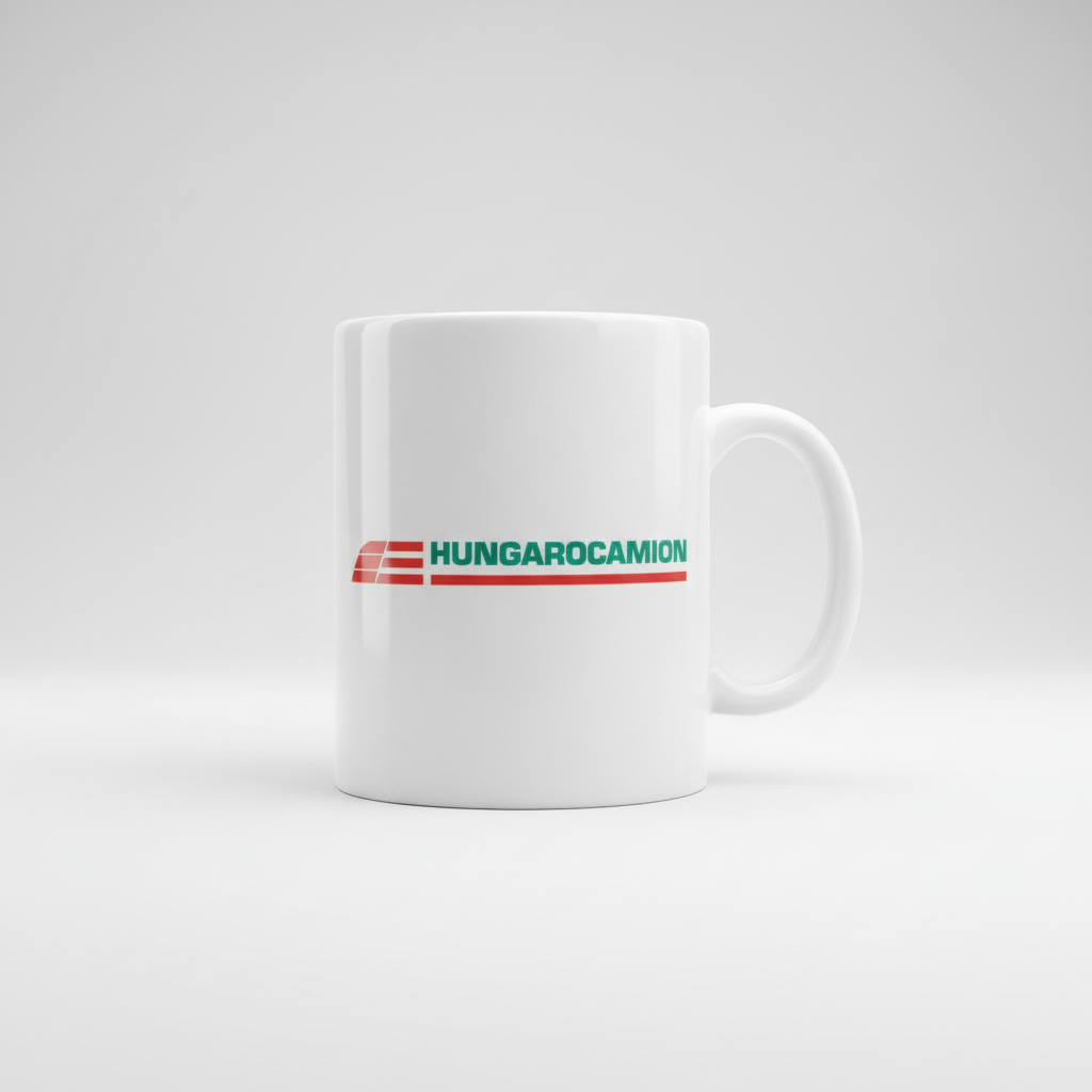 Tazza bianca Hungarocamion con logo - 330 ml