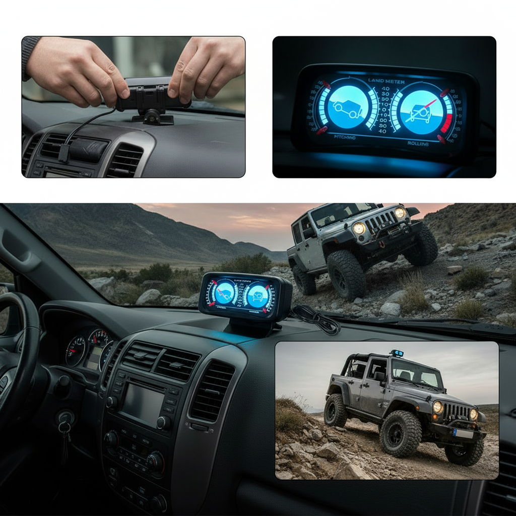 Inclinómetro para vehículos con retroiluminación ámbar 12V