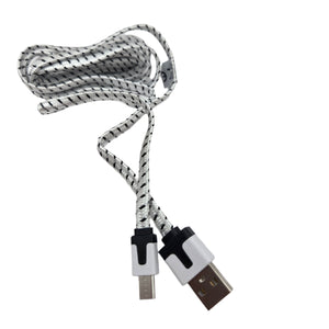 Cabo Micro USB-B 2m Preto e Branco para Dados e Carregamento