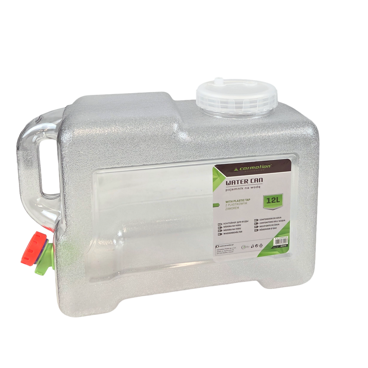 Bidón de plástico transparente con grifo – 12L