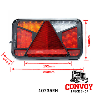 Luz trasera LED 6 funciones con prisma triangular y conector Canbus 12V