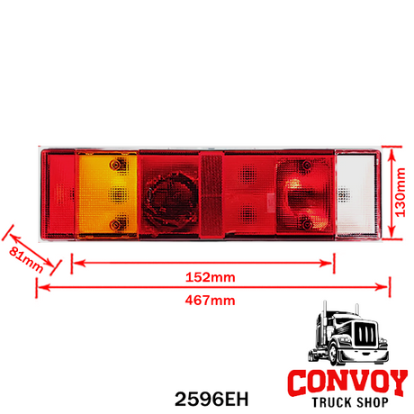 Feu arrière gauche grande taille pour Iveco – éclairage de plaque et feu de position latéral