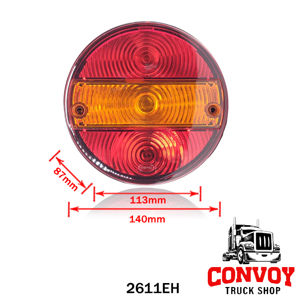 Luz Traseira Redonda com Faixa e Iluminação de Placa - Universal