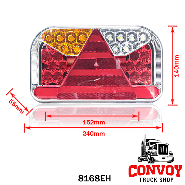 Luz Traseira LED 5 Funções com Prisma Triangular – Retangular