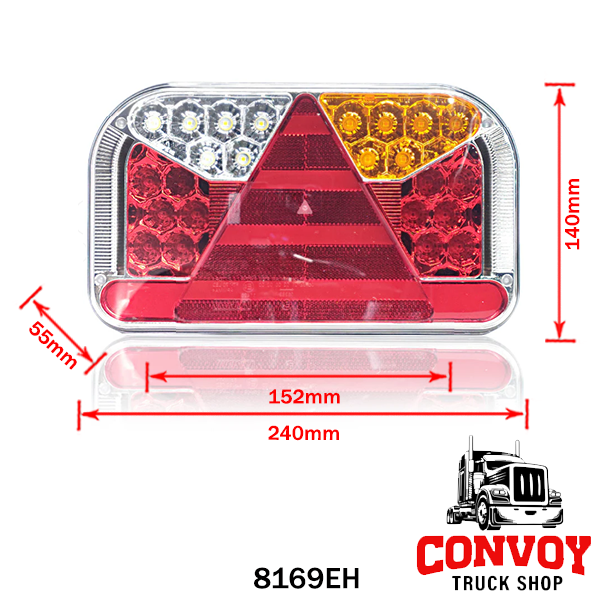 Luz Traseira LED 5 Funções com Prisma Triangular – Retangular