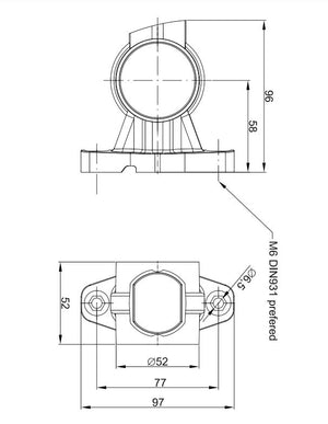 Feu de position latéral LED Omega à microprismes – 3 fonctions