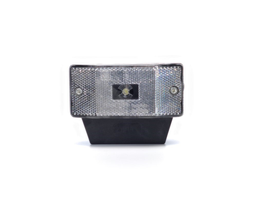 Luce di posizione LED bianca con supporto – forma trapezoidale e lente prismatica