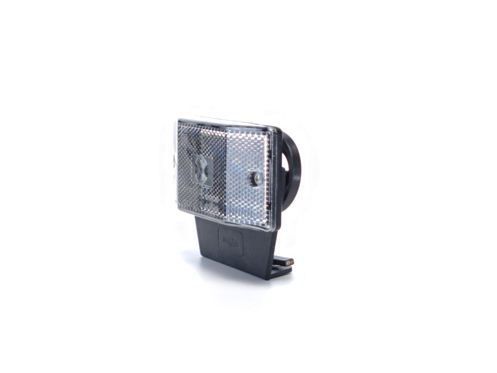 Luce di posizione LED bianca con supporto – forma trapezoidale e lente prismatica