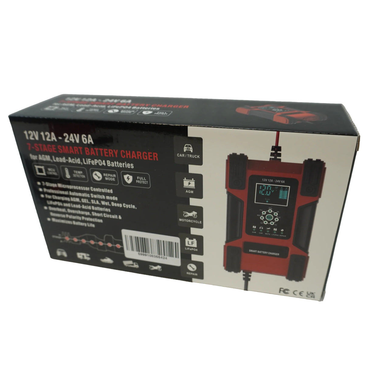 Chargeur de batterie intelligent 12/24V 12A