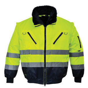 3-in-1 Warnschutz-Pilotenjacke Gelb-Marineblau